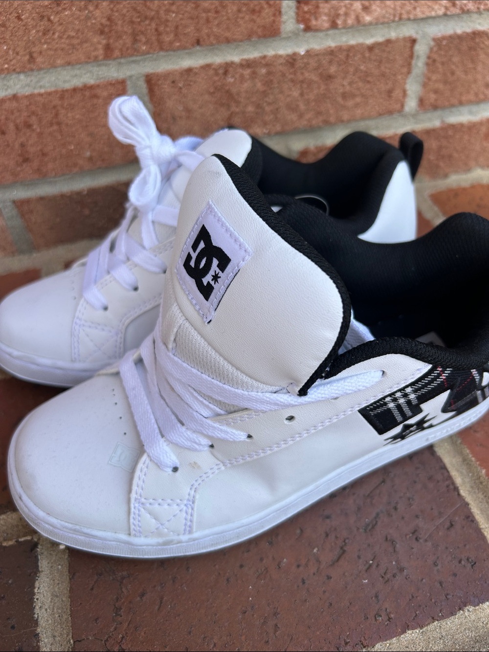 DC Court Graffik White & Plaid Skate Shoes